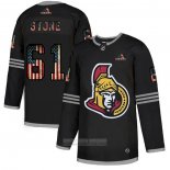 Camiseta Hockey Ottawa Senators Mark Stone 2020 USA Flag Negro2