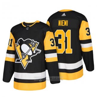 Camiseta Hockey Pittsburgh Penguins 31 Antti Niemi Autentico Primera 2018 Negro