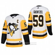 Camiseta Hockey Pittsburgh Penguins 59 Jake Guentzel Segunda Autentico Jugador Blanco