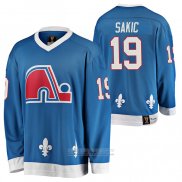 Camiseta Hockey Quebec Nordiques Joe Sakic Heritage Vintage Replica Azul