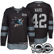 Camiseta Hockey San Jose Sharks 42 Joel Ward 2017 100 Aniversario Negro