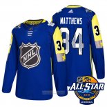 Camiseta Hockey Toronto Maple Leafs 34 Auston Matthews Azul 2018 All Star Autentico