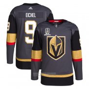 Camiseta Hockey Vegas Golden Knights Jack Eichel 2023 Stanley Cup Champions Autentico Alterno Gris