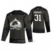 Camiseta Hockey Colorado Avalanche Philipp Grubauer 2019 Dia De Los Veteranos Camuflaje