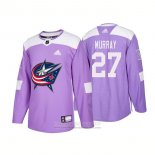 Camiseta Hockey Columbus Blue Jackets 27 Ryan Murray Autentico 2018 Fights Cancer Violeta