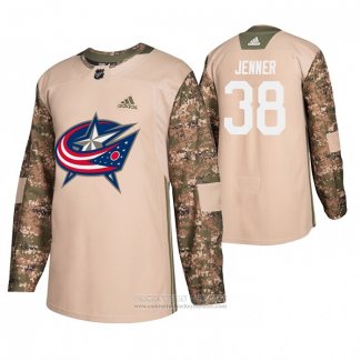 Camiseta Hockey Columbus Blue Jackets Boone Jenner Dia De Los Veteranos Camuflaje