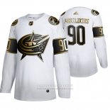 Camiseta Hockey Columbus Blue Jackets Elvis Merzlikins Golden Edition Blanco