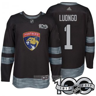 Camiseta Hockey Florida Panthers 1 Roberto Luongo 2017 100 Aniversario Negro