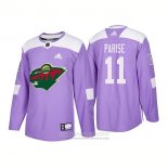 Camiseta Hockey Minnesota Wild 11 Zach Parise Autentico 2018 Fights Cancer Violeta