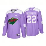 Camiseta Hockey Minnesota Wild 22 Niederreiter Autentico 2018 Fights Cancer Violeta