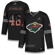 Camiseta Hockey Minnesota Wild Jared Spurgeon 2020 USA Flag Negro