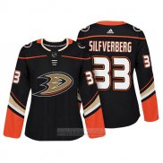 Camiseta Hockey Mujer Anaheim Ducks 33 Jakob Silfverberg Autentico Jugador Negro