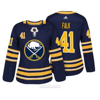 Camiseta Hockey Mujer Buffalo Sabres 41 Justin Falk Autentico Jugador Azul