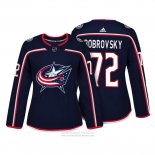 Camiseta Hockey Mujer Columbus Blue Jackets 72 Sergei Bobrovsky Autentico Jugador Azul