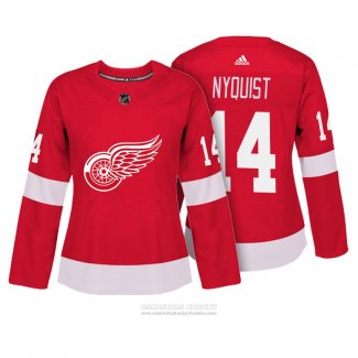 Camiseta Hockey Mujer Detroit Red Wings 14 Gustav Nyquist Autentico Jugador Rojo