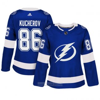 Camiseta Hockey Mujer Tampa Bay Lightning 86 Nikita Kucherov Primera Adizero Jugador Azul