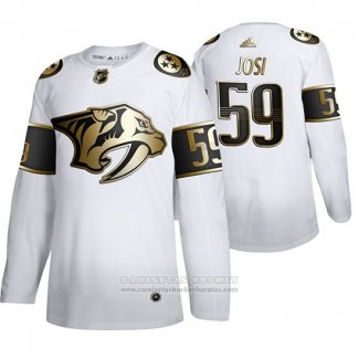 Camiseta Hockey Nashville Predators Roman Josi Golden Edition Limited Blanco