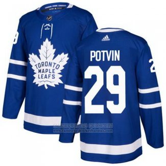 Camiseta Hockey Nino Toronto Maple Leafs 29 Felix Potvin Azul Primera Autentico Stitched