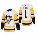 Camiseta Hockey Pittsburgh Penguins 1 Casey Desmith Segunda Autentico Jugador Blanco