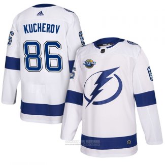 Camiseta Hockey Tampa Bay Lightning 86 Nikita Kucherov Blanco 2018 Autentico Road