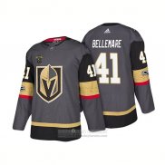 Camiseta Hockey Vegas Golden Knights 41 Pierre Edouard Bellemare Steel Autentico Primera Jugador 2018 Gris