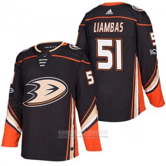 Camiseta Hockey Anaheim Ducks Mike Liambas Primera Autentico 51 2018 Negro