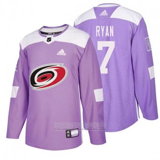 Camiseta Hockey Carolina Hurricanes Derek Ryan 2018 Fights Cancer Violeta