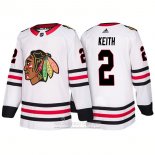 Camiseta Hockey Chicago Blackhawks 2 Duncan Keith Segunda 2018 Blanco