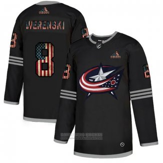 Camiseta Hockey Columbus Blue Jackets Zach Werenski 2020 USA Flag Negro