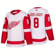 Camiseta Hockey Detroit Red Wings 8 Justin Abdelkader New Outfitted 2018 Blanco