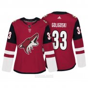 Camiseta Hockey Mujer Arizona Coyotes 33 Alex Goligoski Autentico Jugador Rojo