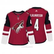 Camiseta Hockey Mujer Arizona Coyotes 4 Niklas Hjalmarsson Autentico Jugador Rojo