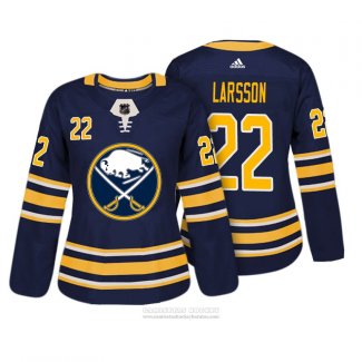 Camiseta Hockey Mujer Buffalo Sabres 4 Johan Larsson Autentico Jugador Azul