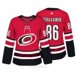 Camiseta Hockey Mujer Carolina Hurricanes 86 Teuvo Teravainen Autentico Jugador Rojo