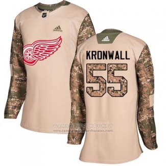 Camiseta Hockey Mujer Detroit Red Wings 55 Niklas Kronwall Autentico 2017 Dia De Los Veteranos Stitched Camuflaje