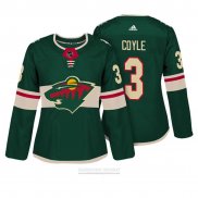 Camiseta Hockey Mujer Minnesota Wild 3 Charlie Coyle Autentico Jugador Verde