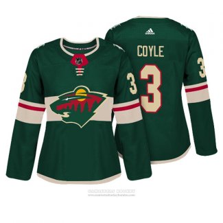 Camiseta Hockey Mujer Minnesota Wild 3 Charlie Coyle Autentico Jugador Verde