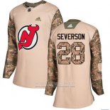 Camiseta Hockey Mujer New Jersey Devils 28 Damon Severson Autentico 2017 Dia De Los Veteranos Stitched Camuflaje