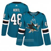 Camiseta Hockey Mujer San Jose Sharks 48 Tomas Hertl Primera Adizero Jugador Verde