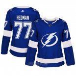 Camiseta Hockey Mujer Tampa Bay Lightning 77 Victor Hedman Primera Adizero Jugador Azul