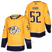 Camiseta Hockey Nashville Predators 52 Matt Irwin Autentico Primera 2018 Amarillo