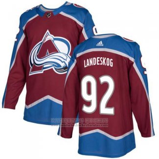 Camiseta Hockey Nino Colorado Avalanche 92 Gabriel Landeskog Burgundy Primera Autentico Stitched