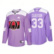 Camiseta Hockey Ottawa Senators 33 Fredrik Claesson Autentico 2018 Fights Cancer Violeta