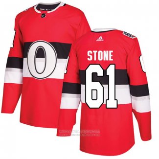 Camiseta Hockey Ottawa Senators 61 Mark Stone Autentico 2017 100 Classic Rojo