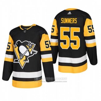 Camiseta Hockey Pittsburgh Penguins 55 Chris Summers Primera Autentico Jugador Negro