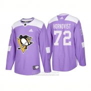 Camiseta Hockey Pittsburgh Penguins 72 Patric Hornqvist Autentico 2018 Fights Cancer Violeta