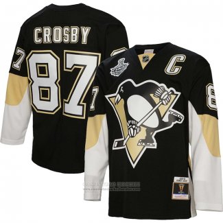 Camiseta Hockey Pittsburgh Penguins Sidney Crosby Mitchell & Ness Big & Tall 2008 Captain Patch Blue Line Negro