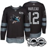 Camiseta Hockey San Jose Sharks 12 Patrick Marleau 2017 100 Aniversario Negro