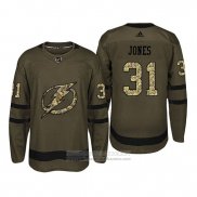 Camiseta Hockey San Jose Sharks 31 Martin Jones Camuflaje Salute To Service