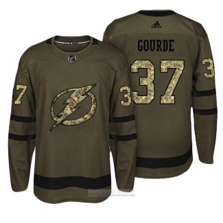 Camiseta Hockey Tampa Bay Lightning 37 Yanni Gourde Verde Militar